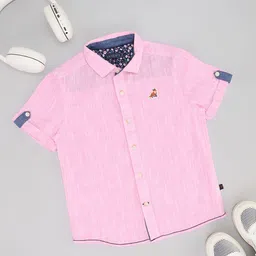 Pantaloons Junior Boys Spread Collar Solid Cotton Casual Shirt-image-68