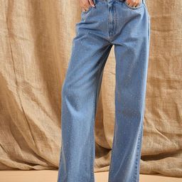SASSAFRAS Women Straight Fit High-Rise Low Distress Light Fade Embellished Jeans-image-48
