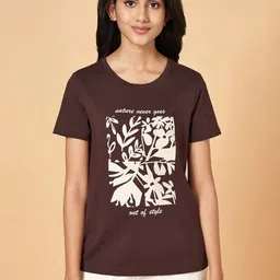 Honey by Pantaloons Women Graphic Printed Round Neck Cotton T-Shirt-image-79