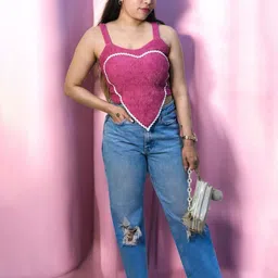 HOW House Of Wear Women Pink Crop Top-image-7