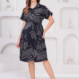 Jyoti Print Crepe Shirt Dress-image-86