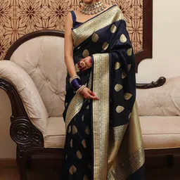 AMRUTKALA SAREES Ethnic Motifs Woven Design Zari Banarasi Saree-image-60
