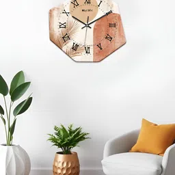 OLIVE TREE Off White & Brown Printed Geometric Wall Clock-54