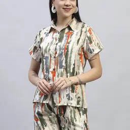 ROSEMELON Printed Shirt Collar Shirt With Shorts Co-Ords-picture-35