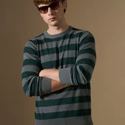Espanshe Piers Men Green Striped Sweater Tee-picture-25