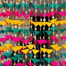 RR Crafts Pink & Yellow Triangle Gotta Tikki Tassel Strings Festive Decor-image-39