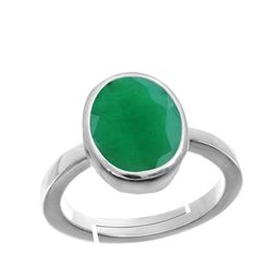 RRVGEM Panna Stone Silver Plated Emerald Adjustable Finger Ring-image-82