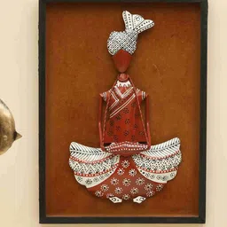 vedas Mystic Indiana Brown & White Textured Metal Akemi Dhol Handpainted Wall Decor-image-76