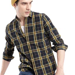 WROGN Men Custom Slim Fit Opaque Checked Casual Shirt-image-76