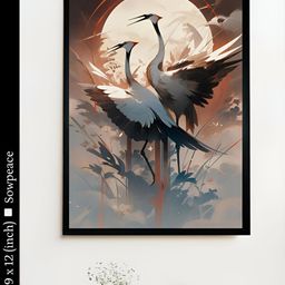 SOWPEACE White & Black 1 Piece Canvas Birds and Animals Wall Paintings-image-56