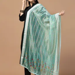 Kaizen TEXO FAB Ethnic Motifs Printed Organza Dupatta image 3