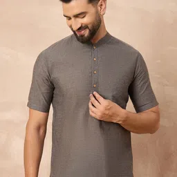 House of Pataudi Men Solid Daily Cotton Straight Kurta-picture-42