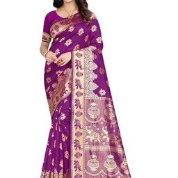 Lookmark Ethnic Motifs Woven Design Zari Banarasi Saree-image-45