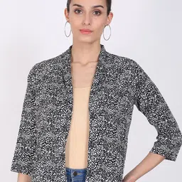 Moda Rapido Animal Printed Cotton Open Front Shrug-17