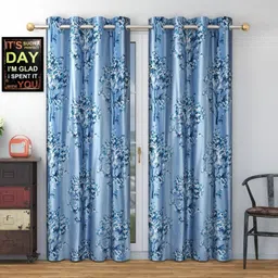 Galaxy Home Decor Blue Set of 2 Floral Door Curtain-image-63