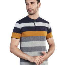 BE POSITIVE Men Striped Henley Neck T-shirt-image-50