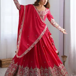DIVASTRI Ethnic Motifs Embroidered Semi-Stitched Lehenga & Unstitched Blouse With Dupatta-22