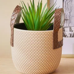 Home Centre Gloria Earthy Beige & Brown Textured Floor Planter-16
