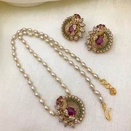 Rangrozo Jewellery Gold Plated Stones Studded & BeadedJewellery Set-picture-39