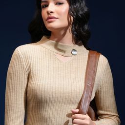 Tokyo Talkies Women Ribbed Pullover-picture-2