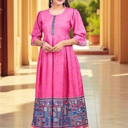 GULKEE FAB Women Geometric Printed Floral Anarkali Kurta-image-5