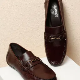Teakwood Leathers Men Round Toe Horsebit Loafers-image-94