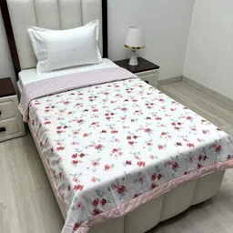 Pure Decor Pink & Blue Floral AC Room Single Bed Dohar-22