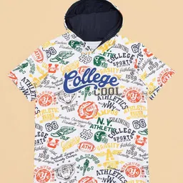 Pantaloons Junior Boys Conversational Printed Hood Cotton T-shirt-image-24