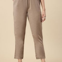 De Moza Women Relaxed High-Rise Cotton Cigarette Trousers-image-89
