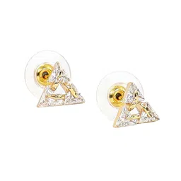 VAGHBHATT Gold-Plated Zircon Studded Triangular Studs image 4