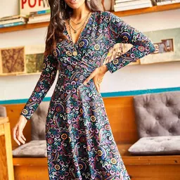 Olalook Floral Printed Wrap Dress-image-34