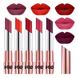 VOLO Set Of 5 Creme Matte Lipstick 3.5g Each -Cherry-Coral-Tomato Red-Pink-Wine-15