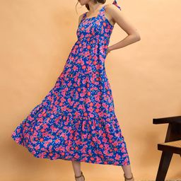 CORSICA Floral Print Tiered Fit & Flare Midi Dress-image-61