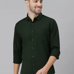 Provogue Men India Slim Spread Collar Solid Cotton Casual Shirt-image-76