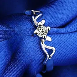 kazare Rhodium-Plated Stone Studded Finger Ring-image-9