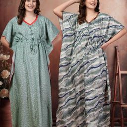 KLOTTHE Multi Cotton Blend Nightdress-image-90