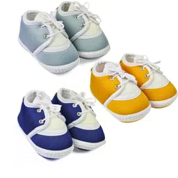 NESKA MODA 6 To 12 Months 3 Pair Combo Skin Friendly Soft Cotton Lace Shoes/ Booties-image-75