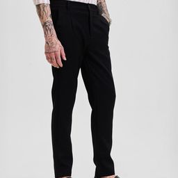 Snitch Men Black Self-Design Slim Fit Trousers-image-32