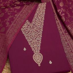 Soch Floral Embroidered Zari Unstitched Dress Material-picture-18
