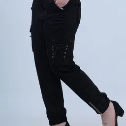 Moda Rapido Women Classic Regular Fit Mid-Rise Cargo Styles Trousers-image-6