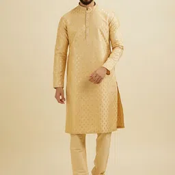 Manyavar Men Ethnic Motifs Embroidered Regular Sequinned Kurta with Pyjamas-18