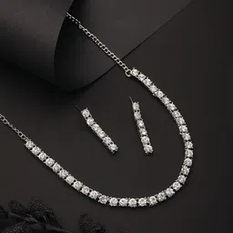 Anouk Rhodium-Plated American Diamond Stone -Studded Jewellery Set-10