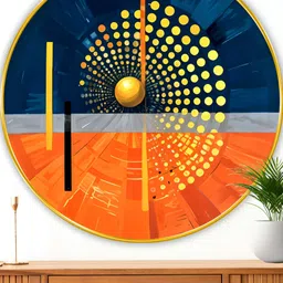 Myntra Elegant Homes Blue And Orange Abstract Printed Wood Wall Art-15