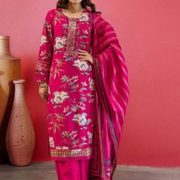 Sangria Women Floral Printed Kurta Palazzo With Dupatta Kurta Sets-picture-44