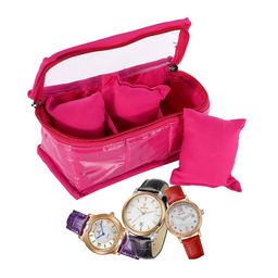 Kuber Industries Pink 3 Slot Watch Organizer With Top Visible Window-22