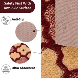 Kuber Industries Maroon & Beige Hexagon Rectangular Anti-Skid Doormats image 5