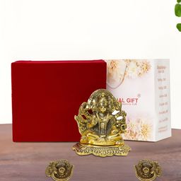 INTERNATIONAL GIFT Gold-Toned 3 Pcs Lord Panchmukhi Hanuman Religious Idol Showpiece-image-35