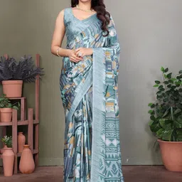 KALINI Floral Silk Blend Half and Half Saree-image-93