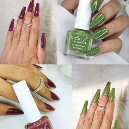 Indie Nails Set Of 2 Earthy Harmony Nail Color 15 ml Each Groovy Olive & Paw Print image 3