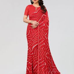 Moda Rapido Striped Beads and Stones Poly Georgette Saree-picture-7